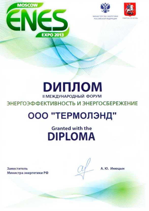 Диплом Moscow Enes 2013